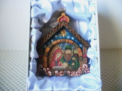 Vintage G. Debrekht Christmas Ornament Nativity Scene
