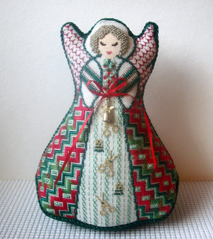 Vintage Hand Stitched Fabric Tall Angel Table Fireplace C200