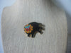 Vintage Brooch Pin, Signed Laurel Burch Bartholomew Black & Multi Color Enameled Cloisonne 30517