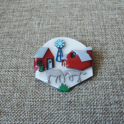 RARE Lucinda House Pins Farm Windmill Horses Land 021321