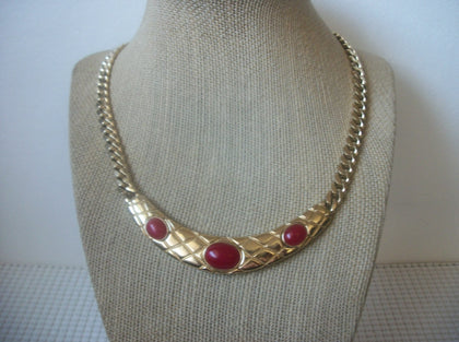 Gorgeous Vintage 16" Signed TRIFARI Necklace Red Inlays Gold Tone Cleopatra Snake Gold Tone 030421