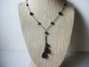 White House Black Market 18" -20" Long Black Glass Tassel Vintage Necklace 022121