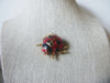 Vintage Brooch Pin, Ladybug, Red Black, Enameled, Gold Tone, 72517