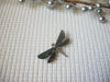 Vintage Brooch Pin Beautiful Paua Abalone Wings Dragonfly Silver Tone 91616