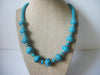 Vintage 20" Necklace Stunning Turquoise Blue Marbleized Gold Tone Spacers Acrylic Beads 10517