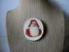 Vintage Brooch Pin, Signed 57 Germany Hand Painted Santa Made from Wood 11217