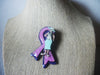 LUCINDA Woman Pins, Cancer Awareness, Ribbon Care Love, Vintage Brooch Pin 60218