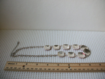 Retro 18" - 20" Necklace Red Enameled Silver Tone Bib Style Adjustable 030521