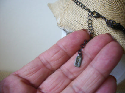 Vintage Necklace 12" - 17" Signed 1928 Company Black Glass Double Row Choker 122220