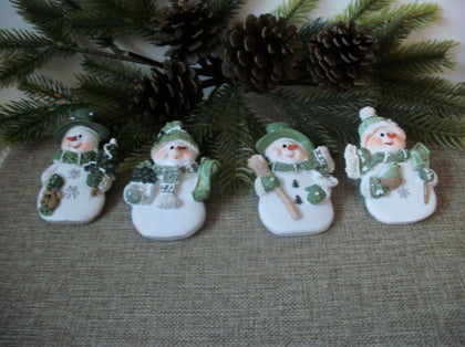 Vintage Snowman Ornaments For Tree Hand Painted Lot of 12 Resin Molded C200