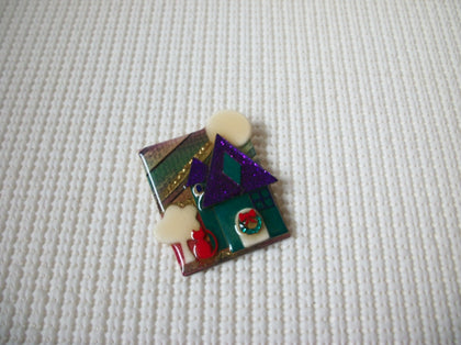 Vintage Lucinda House Pins, Highly Detailed Festive Christmas Wreath Little Cat 021321