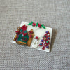 RARE Lucinda House Pins Winter Scene Festive Christmas Snowman Poinsettia