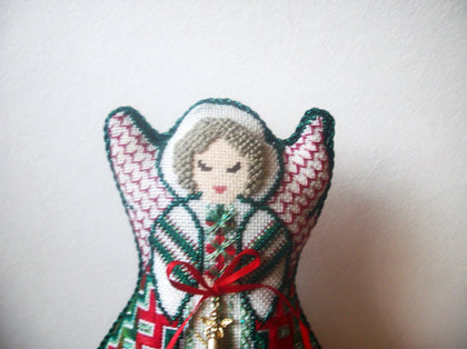 Vintage Hand Stitched Fabric Tall Angel Table Fireplace C200