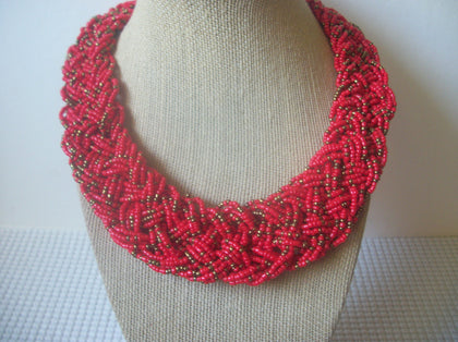 Vintage Necklace Southwestern Colorful Glass Seed Hand Woven Collar 18" - 20" 81116 Used