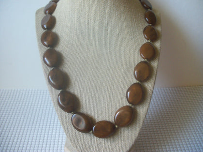 Retro  Necklace Brown Lucite Old Plastic 32" Long 8916
