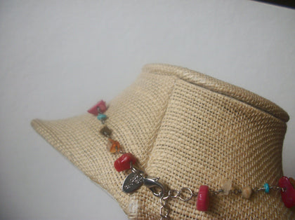 Vintage 18" - 21" Necklace, Signed Lia Sophia Southwestern Stone Chips Colorful Adjustable 42217