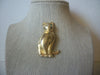 Larger Thicker, Vintage Brooch Pin, Kitty Cat, Green Eye, Rhinestones, Gold Tone 72517