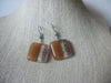 Vintage Earrings, Murano Glass, Clear Brown, Toffee Plum, Silver Tone, Pierced Ears 90517