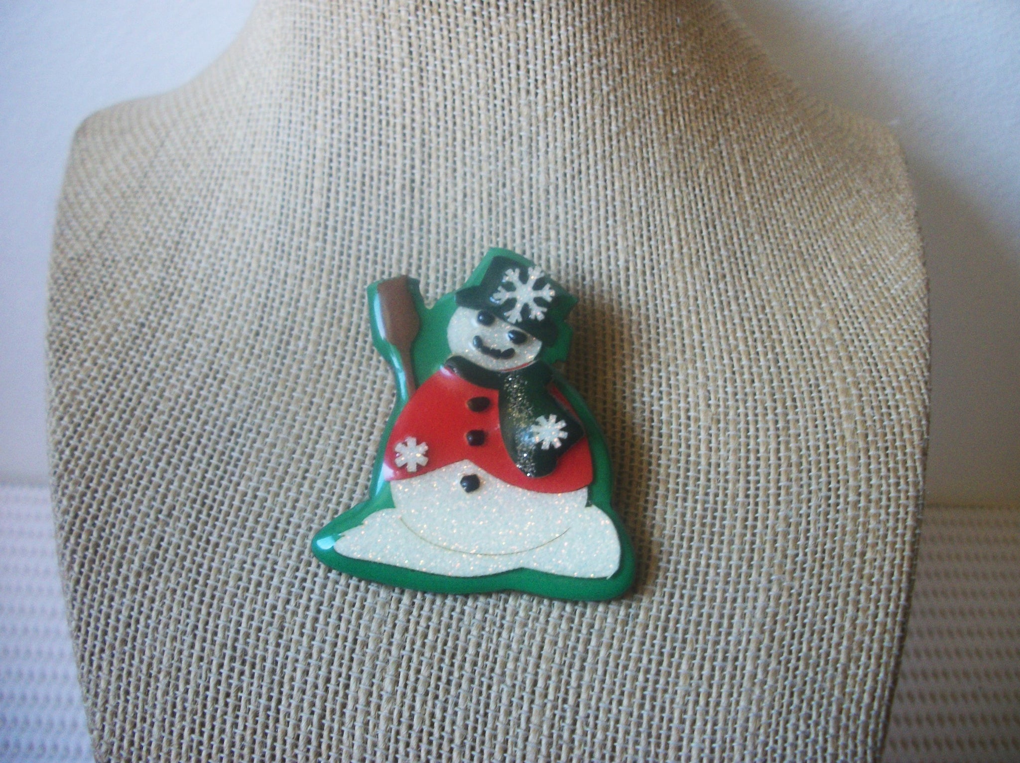 Vintage Brooch Pin RARE Lucinda Pins, Happy Snowman All That Glitter Happy Holidays 021321