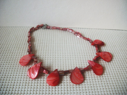 Vintage Orange Dyed Natural Shell Necklace 022721