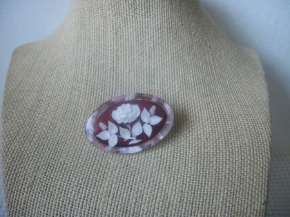 Vintage 3D Lucite White Victorian Rose 30617