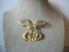 Vintage Jewelry Cute Easter Bunny, Matte Gold Tone Clear Crystal Rhinestone Eyes, Brooch Pin 022521