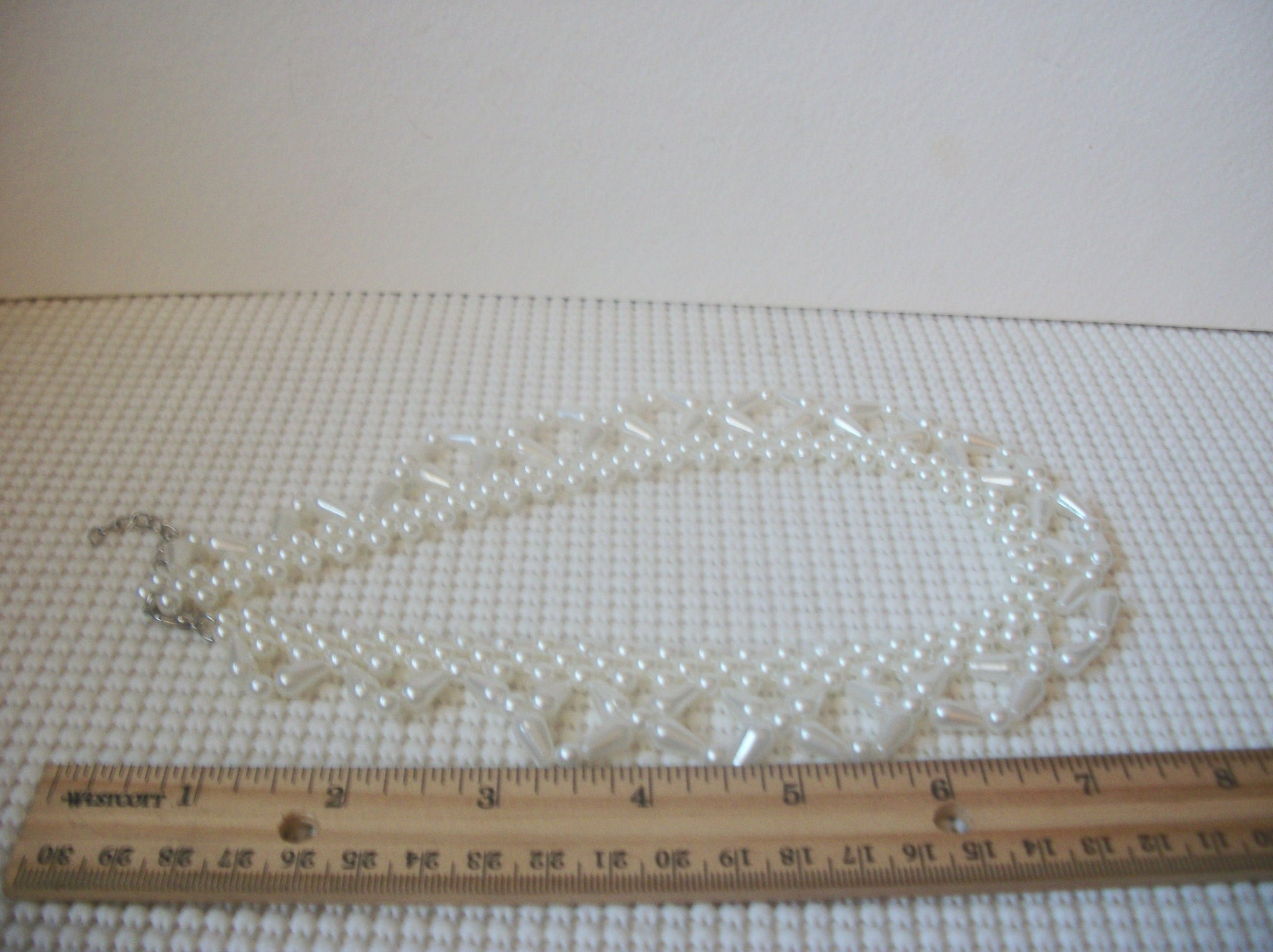 French Victorian White Faux Pearls, Collar Vintage Necklace 40220