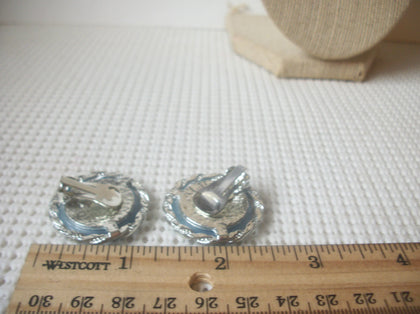 Dream Light Blue Lucite, Silver Tone Dome, Clip On Earrings, Vintage 022421