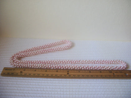Vintage 36" Long Strand No Closure Pink Glass Pearls Necklace 80417