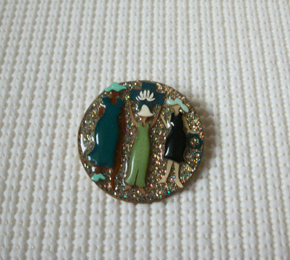 Vintage Lucinda Woman Pins, Highly Detailed Celebrating Life Love Glitter 021321