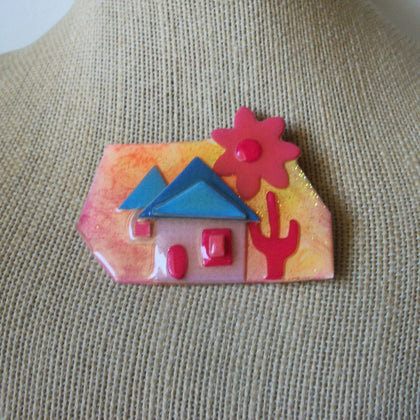 Vintage Lucinda House Pins, Hot Red Sun Desert Home Cactus Heat 43017