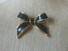 Thicker, Vintage Jewelry, Black Enameled, Bow Tie Ribbon, Gold Tone, Brooch Pin 91617