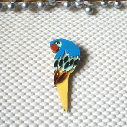 HTF! RARE Lucinda Exotic Bird Macaw Colorful Bejeweled With Rhinestones Island