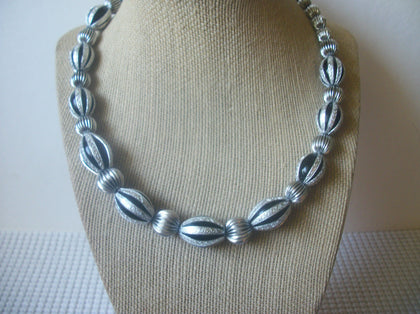 Vintage Necklace JAPAN Silver Black Enameled 18" - 21" Long 81116