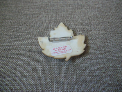 Vintage Lucinda House Pins Maple Leaf Fiery Red Cornstalk 021321