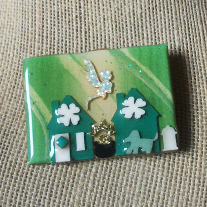 RARE Hard To Find Lucinda St Patrick`s Day House Pins Clover Shamrock Dog Fairy 61318