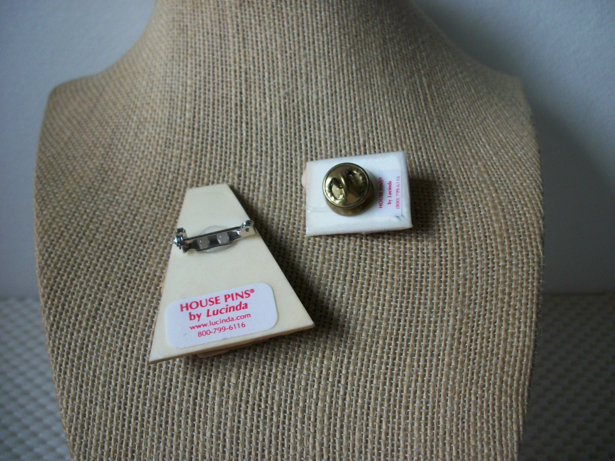 Signed Lucinda House Pins, Pretty Valentine`s Day Houses 021321