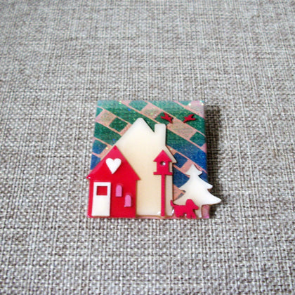Lucinda House Pins, Romantic Heart Love Little Dog Bird House 021321