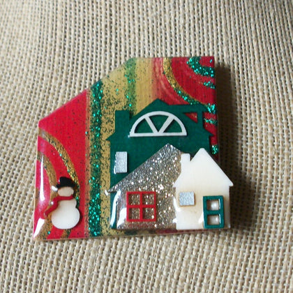 Vintage Lucinda House Pins, Highly Detailed Christmas Festive Glitter 61318
