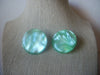 Green Shimmer Lucite, Round Dome Clip On Earrings, Vintage 60218