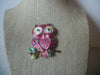 Larger Retro Jewelry Colorful Owl, Enameled Gold Tone, Brooch Pin 022621