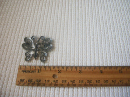 Vintage Brooch Pin Beautiful Signed DD Aurora Borelias Butterfly Silver Tone 91616