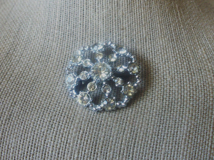 Vintage Brooch Pin, Pale Jonquil Rhinestones, Flower Floral, Silver Tone, 90517