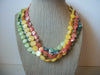 Colorful Glass Shells, Multi Strand Vintage Necklace 63017