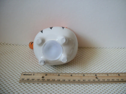 Adorable Hand Painted Orange White Black Striped Kitty Bank Ceramic C300