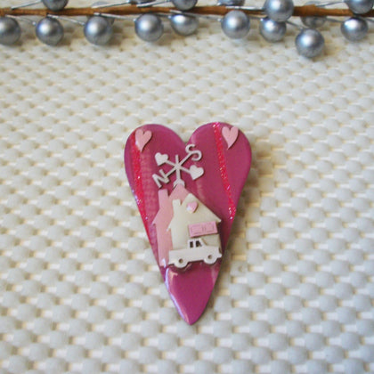 Rare Hard To Find Lucinda House Pins Pink Red Valentine`s Day Hearts Love Your Way Glitter 41017