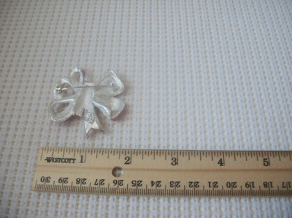 Signed TC Silver Toned Pink Enameled Ribbon 1 3/4" Long Vintage Brooch Pin 61717