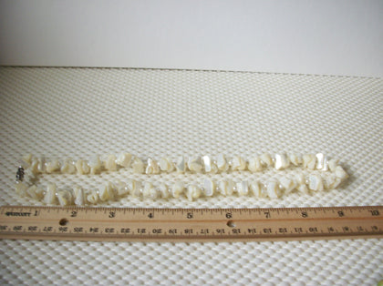 Vintage 19" Necklace Shell Mother Of Pearl Natural Shaped Chips 51216