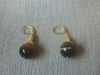 Gold Tone Lever Back Brown Tigers Eye Dangle Earrings 63017