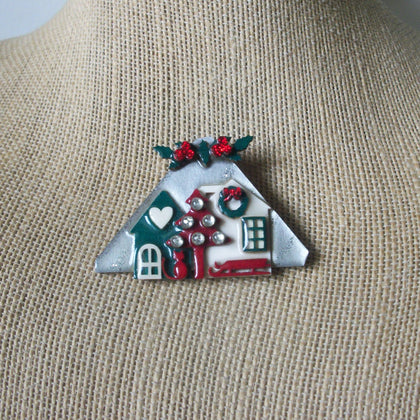 RARE Hard To Find Lucinda House Pins, Glitter Christmas Poinsettia Tree 61318